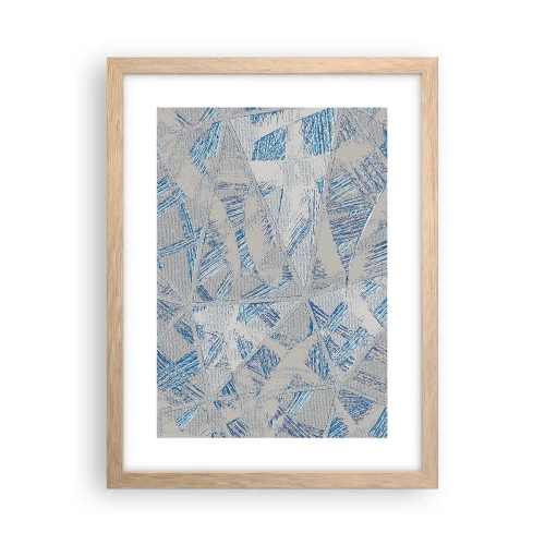 Affiche dans un chêne clair - Poster - Dans un labyrinthe bleu-gris - 30x40 cm