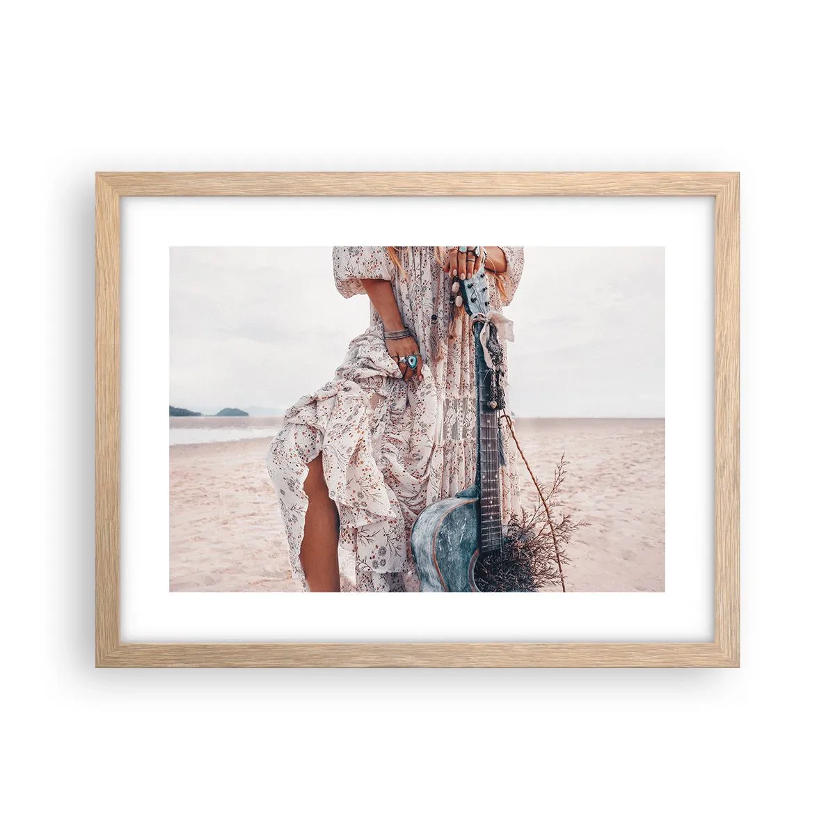 Affiche dans un chêne clair - Poster - Enfant de fleur en route - 40x30 cm