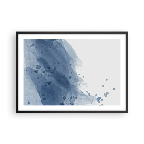 Affiche dans un cadre noir - Poster - Taches et stries abstraites dans des tons de bleu - 70x50cm - Tulle bleu - Décoration murale moderne pour le salon et la chambre ARTTOR
