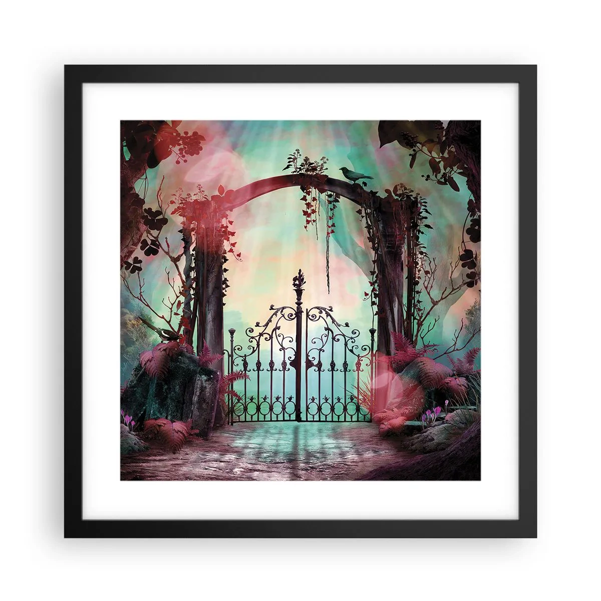 Affiche dans un cadre noir - Poster - Jardin secret - 40x40 cm