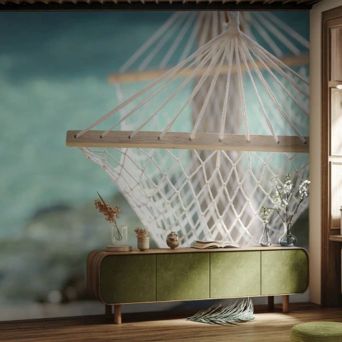 Papier peint sur mesure Premium Canvas - Le temps de la détente - Hamac, Plage, Voyages