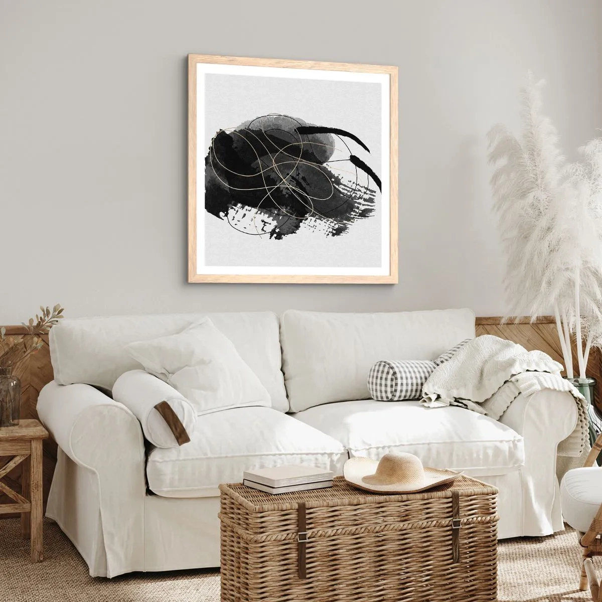 Affiche dans un chêne clair - Poster - Fait de noir - 50x50 cm