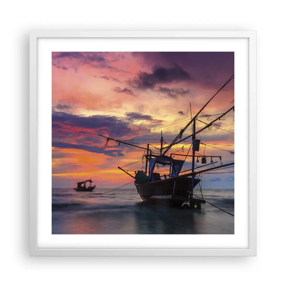 Affiche dans un cadre blanc - Poster - Soirée exotique - 50x50 cm