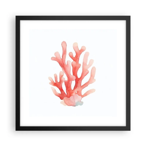 Affiche dans un cadre noir - Poster - Corail couleur corail - 40x40 cm