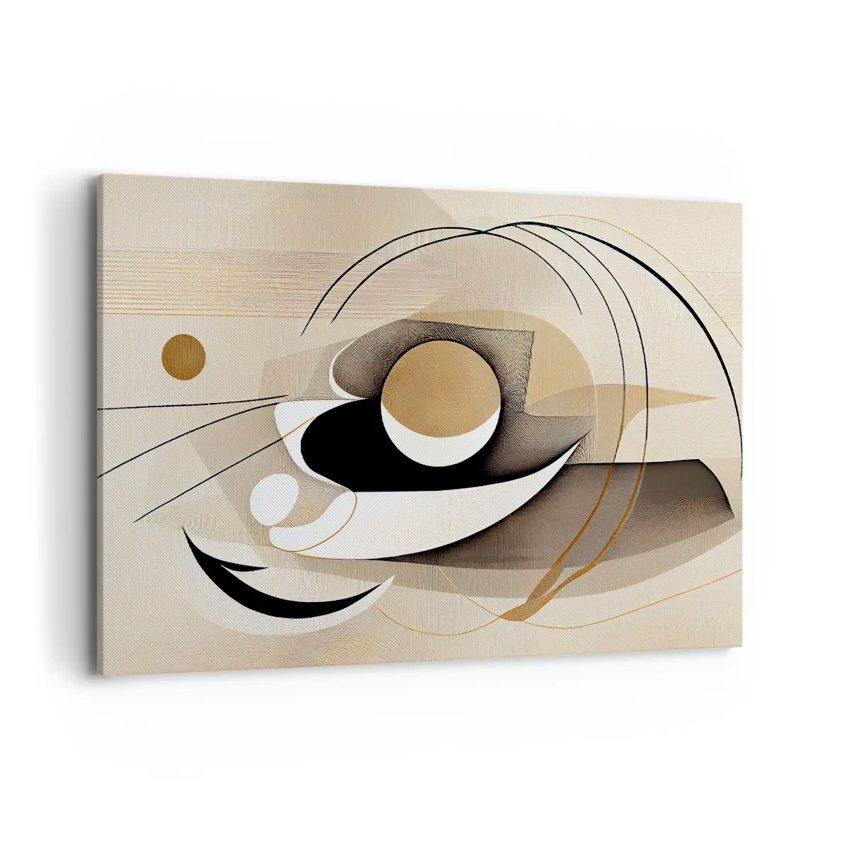Impression sur toile - Image sur toile - Composition abstraite dans les tons beige et noir - 100x70cm - Composition : l'essence des choses - Décoration murale moderne pour le salon et la chambre ARTTOR
