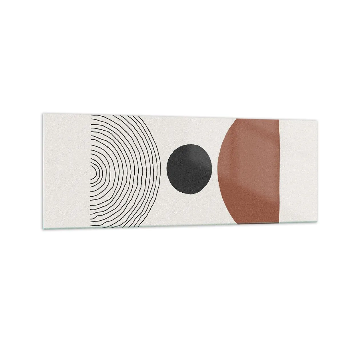 Impression sur verre - Image sur verre - Figures géométriques abstraites aux couleurs chaudes - 140x50cm - Au centre de l'attention - Décoration murale moderne pour le salon et la chambre ARTTOR