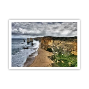 Affiche - Poster - Côte rocheuse avec plage et formations rocheuses - 100x70cm - Beauté brute - Décoration murale moderne pour le salon et la chambre ARTTOR