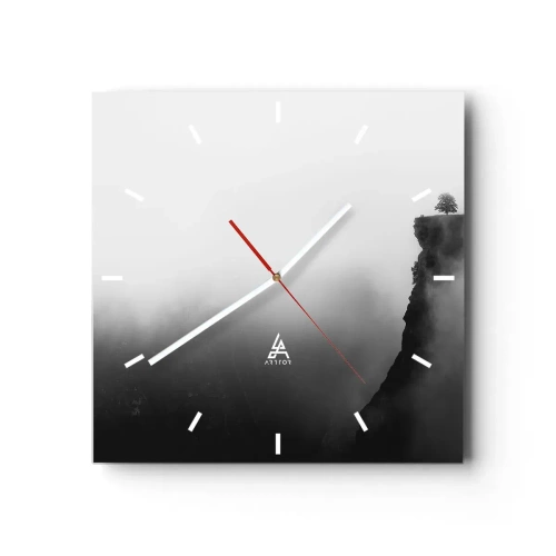 Horloge murale - Pendule murale - Un arbre solitaire au bord d'une falaise entouré de brouillard - 30x30cm - Au bord du monde - Décoration murale moderne pour le salon et la chambre ARTTOR