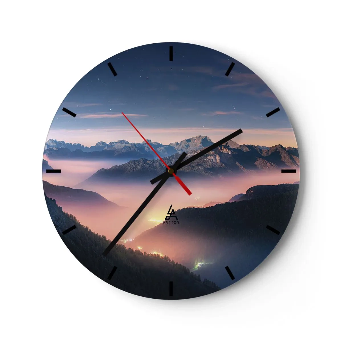Horloge murale - Pendule murale - Lumière dans les vallées - 40x40 cm