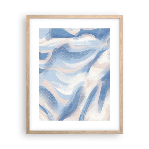 Affiche dans un chêne clair - Poster - Vagues bleues - 40x50 cm