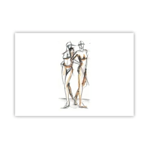 Affiche - Poster - Croquis artistique de deux silhouettes sur fond blanc - 100x70cm - Étude de la grâce - Décoration murale moderne pour le salon et la chambre ARTTOR