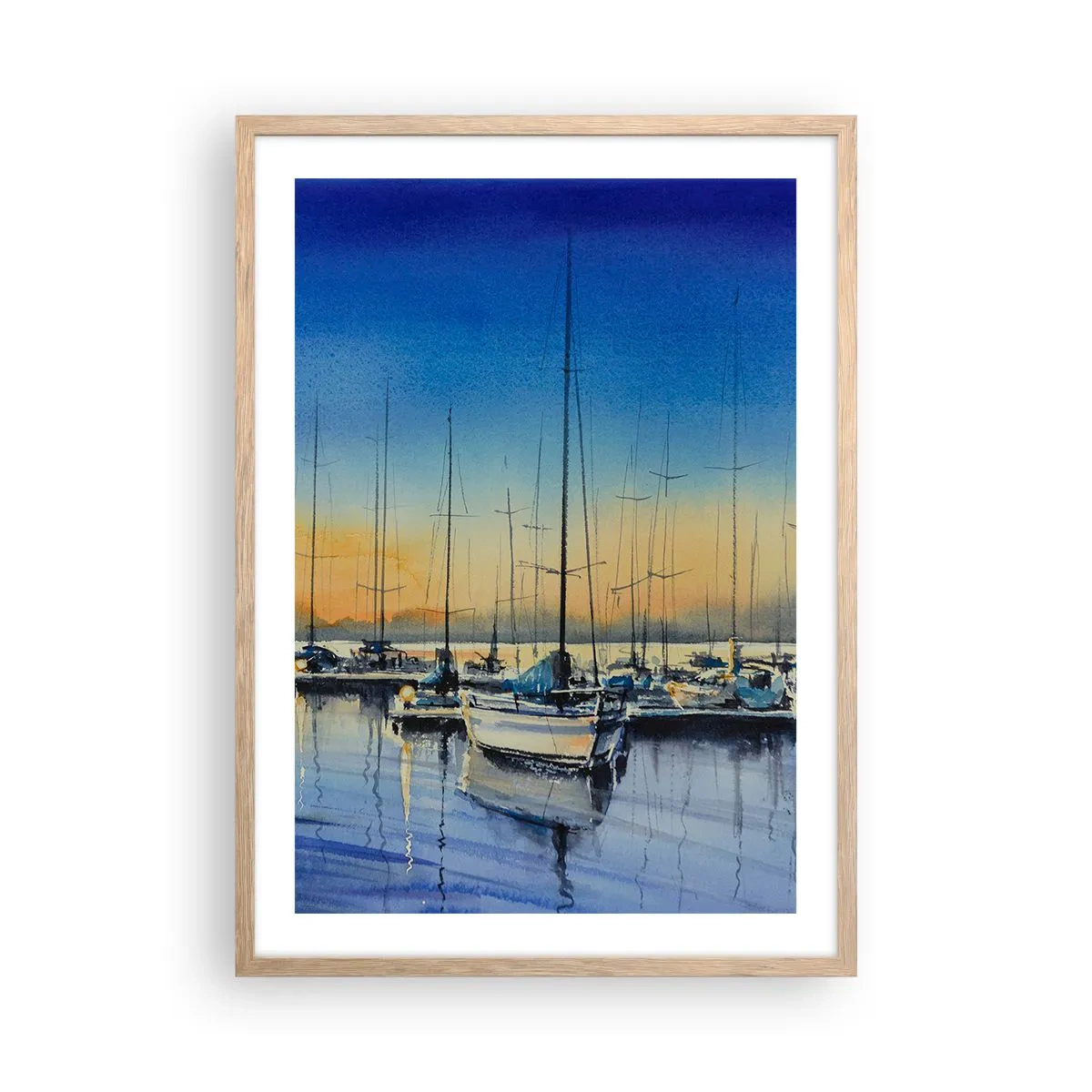 Affiche dans un chêne clair - Poster - Fin d'une belle journée - 50x70 cm