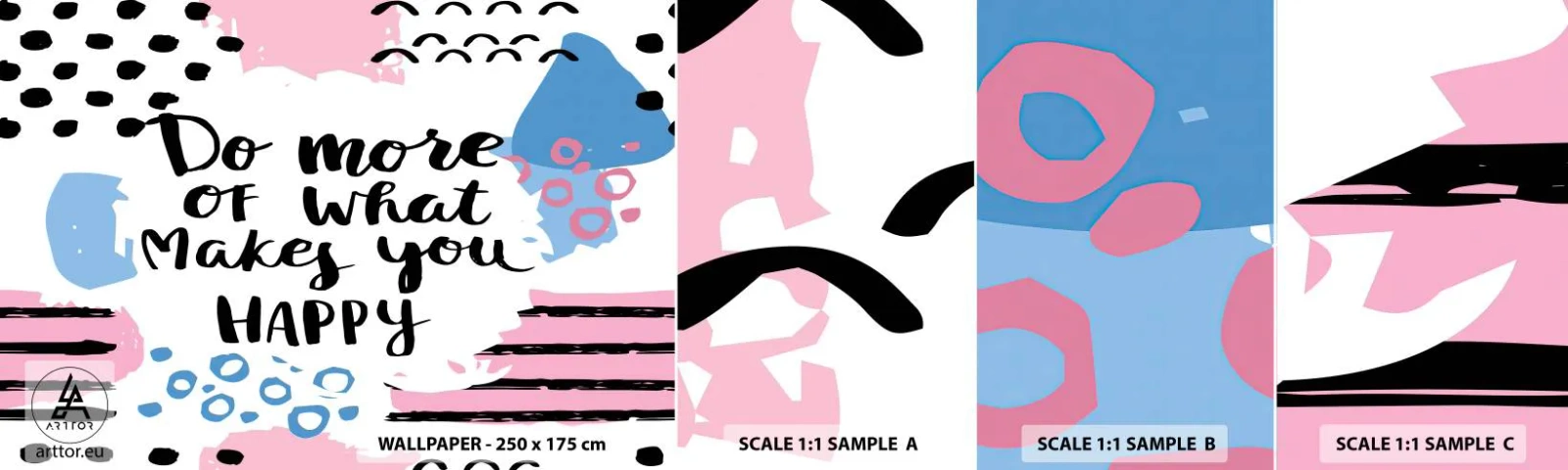 Échantillon de Papier Peint Autocollant Deluxe Sticker - Comment être heureux - Affirmation, Maxime, Mots - 100x30 cm