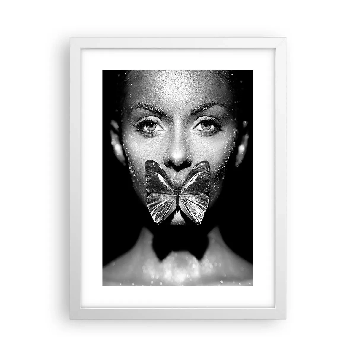 Affiche dans un cadre blanc - Poster - Baiser papillon - 30x40 cm