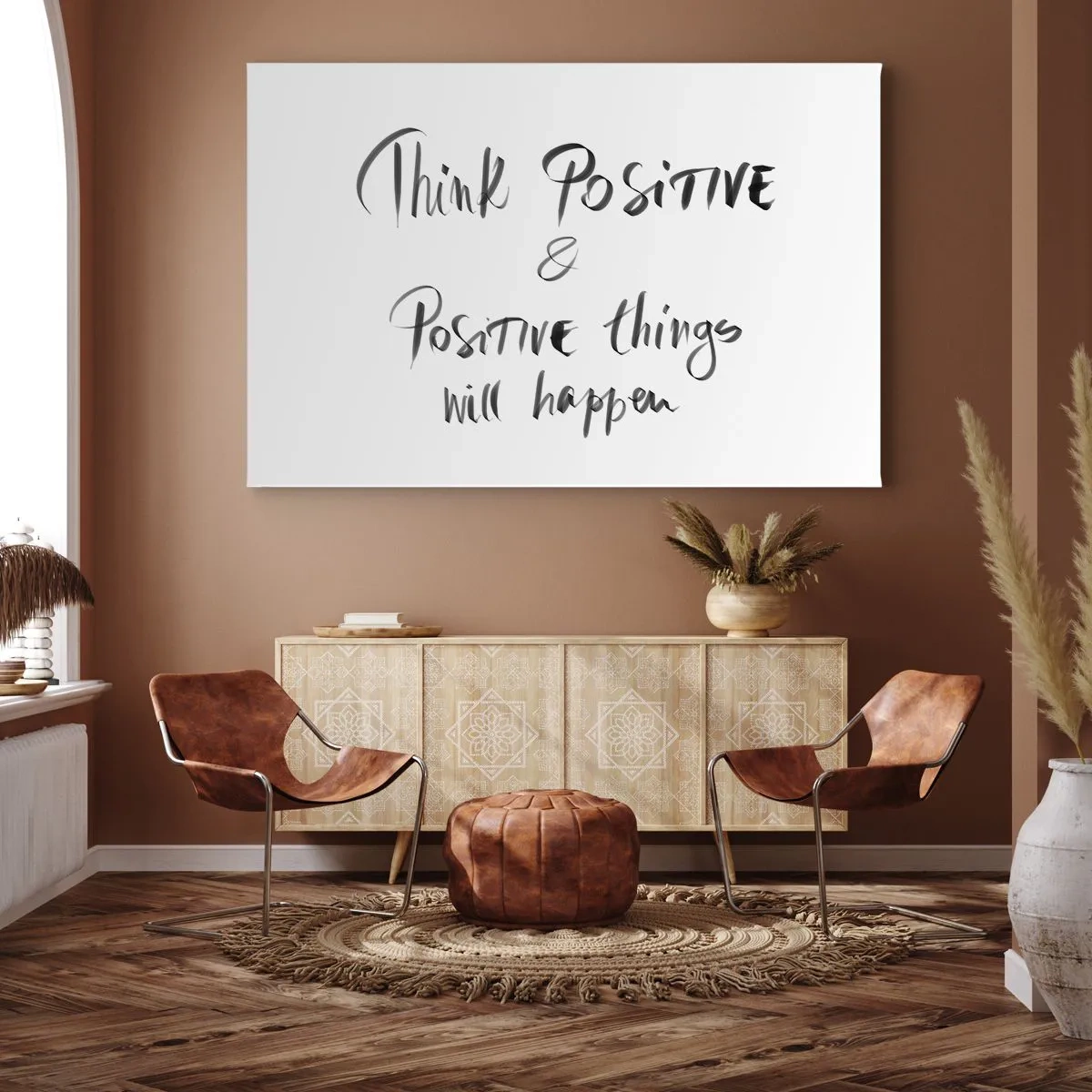 Impression sur toile - Image sur toile - Lettrage inspirant en noir sur fond blanc - 70x50cm - Comment vivre? - Décoration murale moderne pour le salon et la chambre ARTTOR