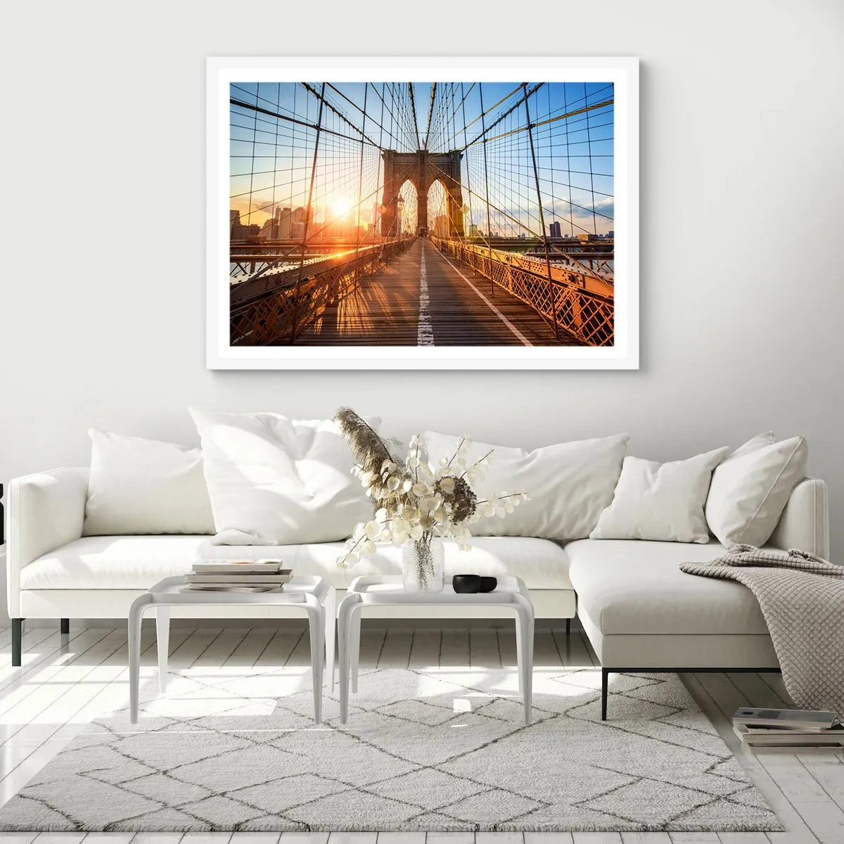 Affiche dans un cadre blanc - Poster - Sur le pont d'or - 50x40 cm