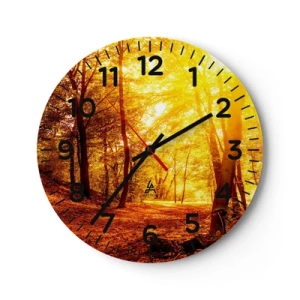 Horloge murale - Pendule murale - Vers la clairière dorée - 30x30 cm