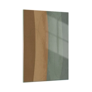 Impression sur verre - Image sur verre - Rayures abstraites aux tons terreux - 50x70cm - Composition horizontale - Décoration murale moderne pour le salon et la chambre ARTTOR