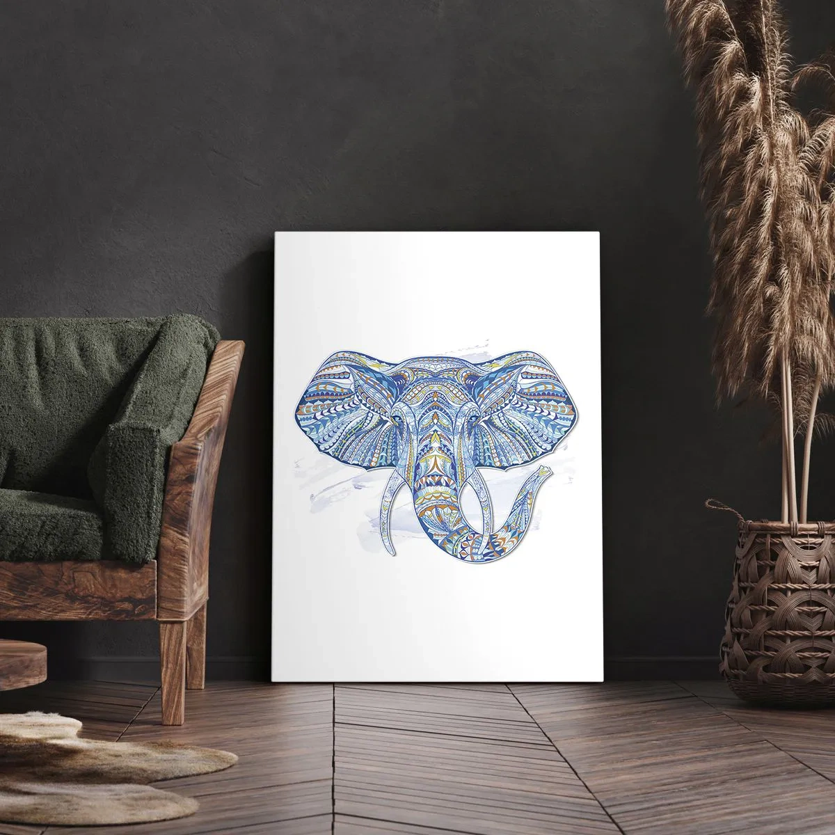 Impression sur toile - Image sur toile - Incrusté d'or et de bleu ciel - 65x120 cm