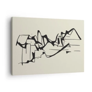 Impression sur toile - Image sur toile - Dessin abstrait de montagnes en noir et blanc - 70x50cm - Peut-être un paysage - Décoration murale moderne pour le salon et la chambre ARTTOR