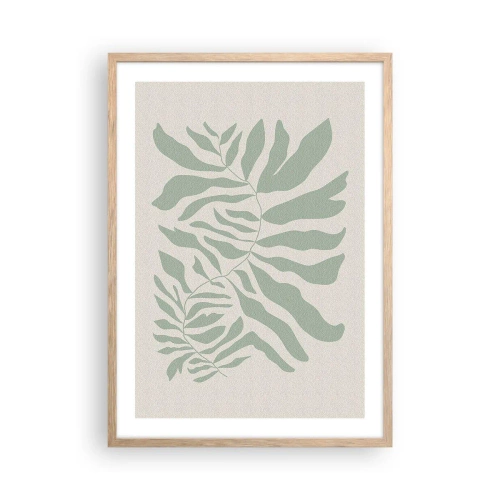 Affiche dans un chêne clair - Poster - Brindille d'émeraude - 50x70 cm