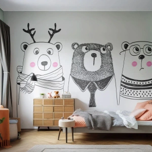 Papier Peint Photo Standard Eco - Ours en peluche, petit ours en peluche et doudou - Pour les enfants, Ours, Illustration - 450x315 cm