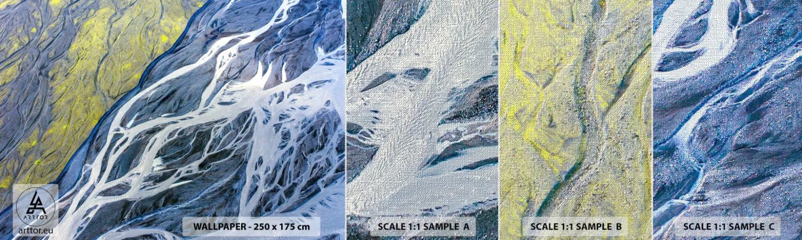 Échantillon de Papier Peint Premium Canvas - Peintures rupestres de la nature - Abstraction, Morceau, Glacier - 100x30 cm