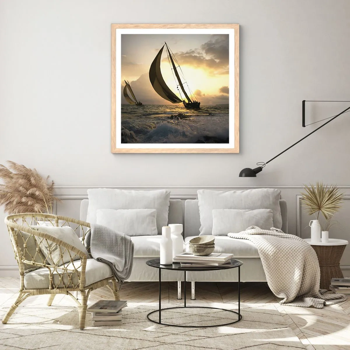 Affiche dans un chêne clair - Poster - Avec le vent et contre le vent - 60x60 cm