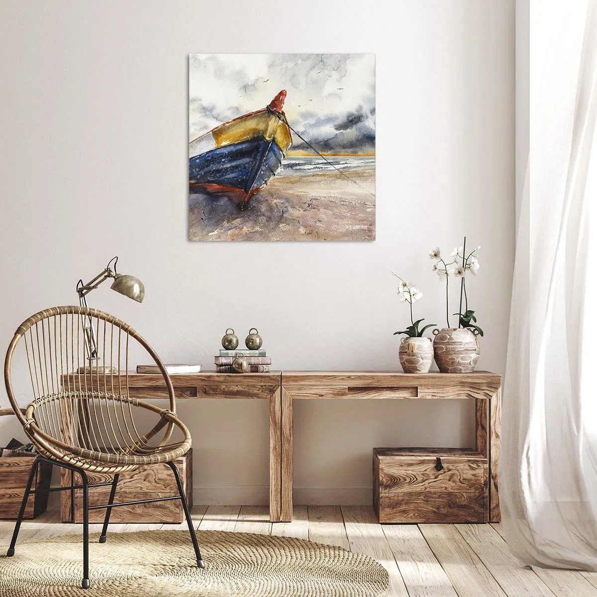 Impression sur toile - Image sur toile - Repos sur le rivage - 40x40 cm