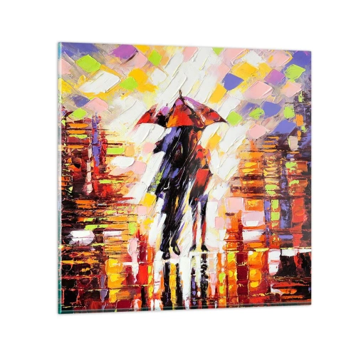 Impression sur verre - Image sur verre - Ensemble à travers la nuit et la pluie - 40x40 cm