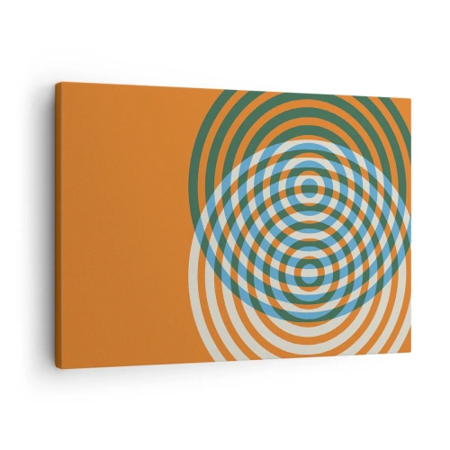 Impression sur toile - Image sur toile - Cercles concentriques sur fond orange - 70x50cm - Variation circulaire abstraite - Décoration murale moderne pour le salon et la chambre ARTTOR