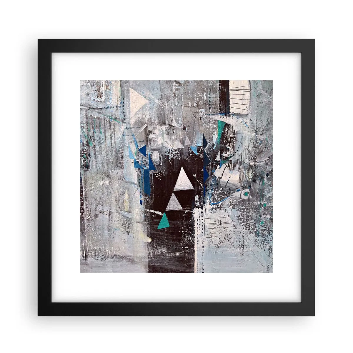 Affiche dans un cadre noir - Poster - Ordre prioritaire des triangles - 30x30 cm