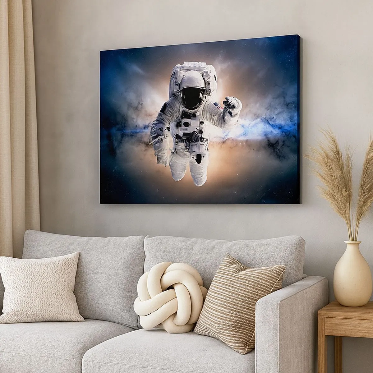 Impression sur toile - Image sur toile - Astronaute dans l'espace - 70x50cm - Salutations de l'espace - Décoration murale moderne pour le salon et la chambre ARTTOR