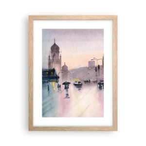 Affiche dans un chêne clair - Poster - Dans une brume pluvieuse - 30x40 cm