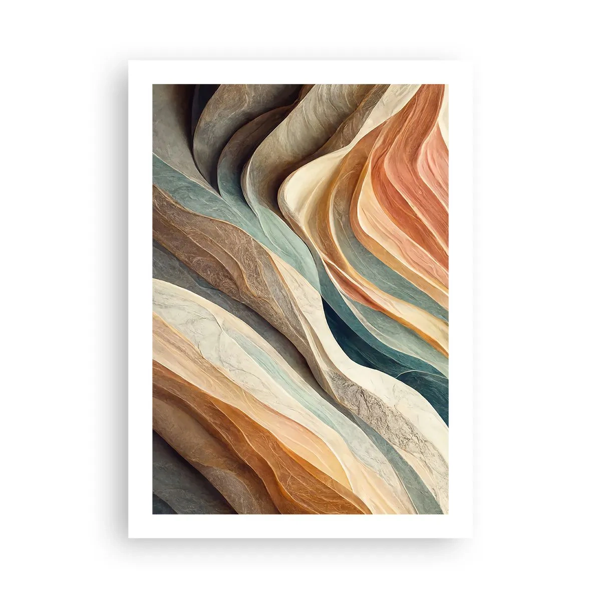 Affiche - Poster - Ondes organiques dans des tons chauds et naturels - 50x70cm - Le moment avant le changement - Décoration murale moderne pour le salon et la chambre ARTTOR