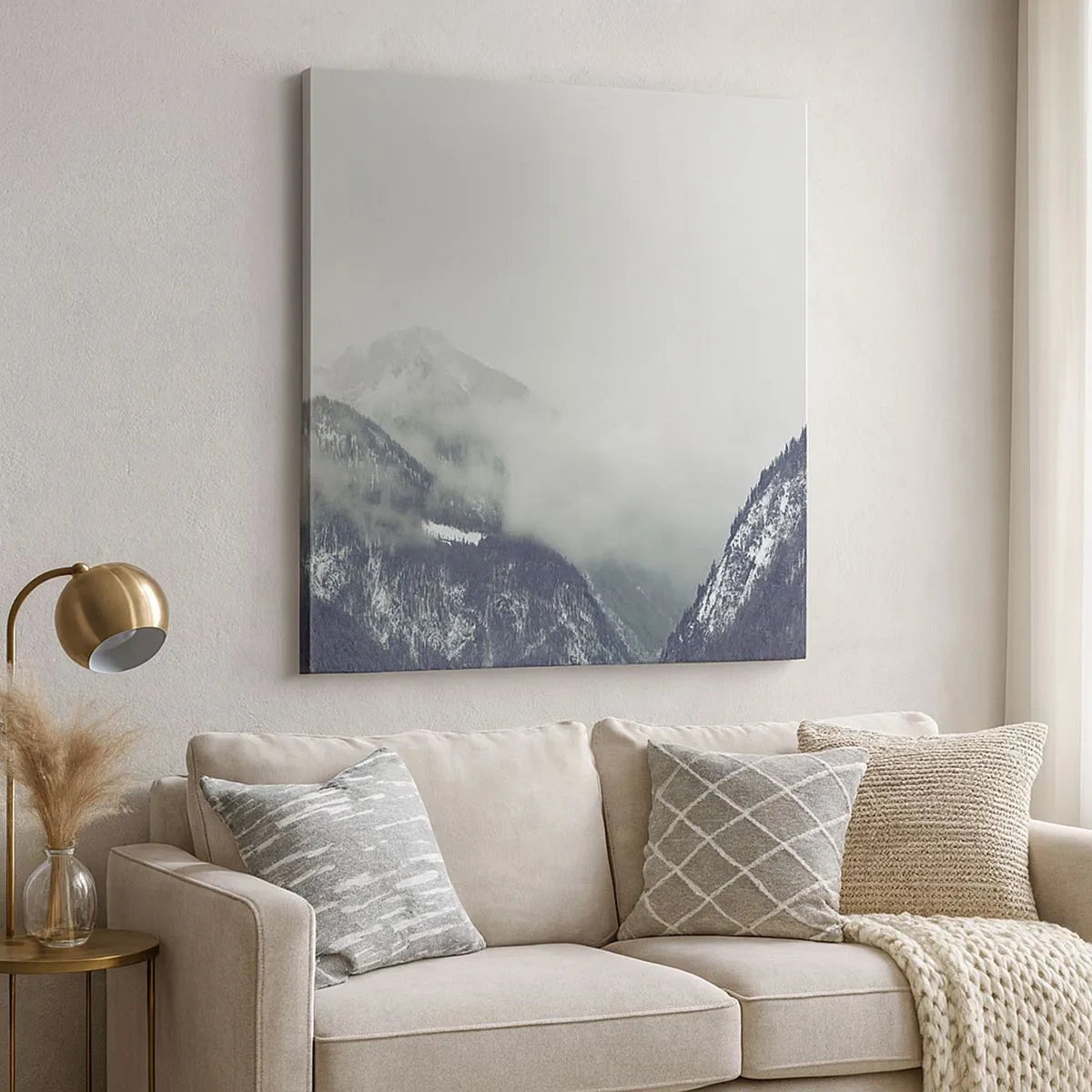 Impression sur toile - Image sur toile - Vallée brumeuse - 30x30 cm