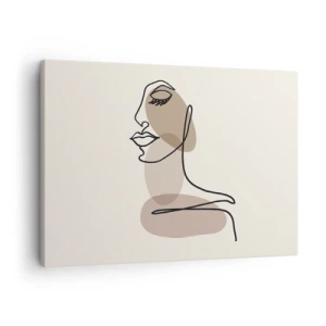 Impression sur toile - Image sur toile - Visage de femme minimaliste avec des taches abstraites - 70x50cm - S'écouter - Décoration murale moderne pour le salon et la chambre ARTTOR
