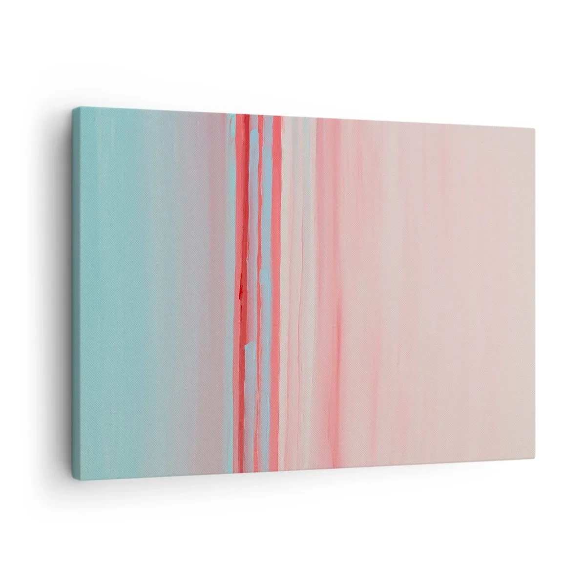 Impression sur toile - Image sur toile - Lignes pastel dans les tons rose et bleu dans une composition minimaliste - 70x50cm - Abstraction à l'aube - Décoration murale moderne pour le salon et la chambre ARTTOR