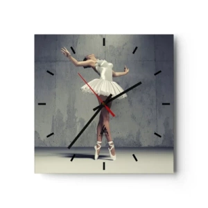 Horloge murale - Pendule murale - Une danseuse de ballet en robe blanche contre un mur brut. - 30x30cm - Léger comme un oiseau - Décoration murale moderne pour le salon et la chambre ARTTOR