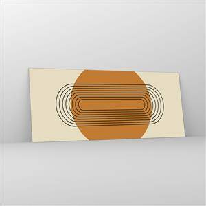Impression sur verre - Image sur verre - Motif géométrique avec des cercles et des lignes orange - 120x50cm - Plan idéal - Décoration murale moderne pour le salon et la chambre ARTTOR