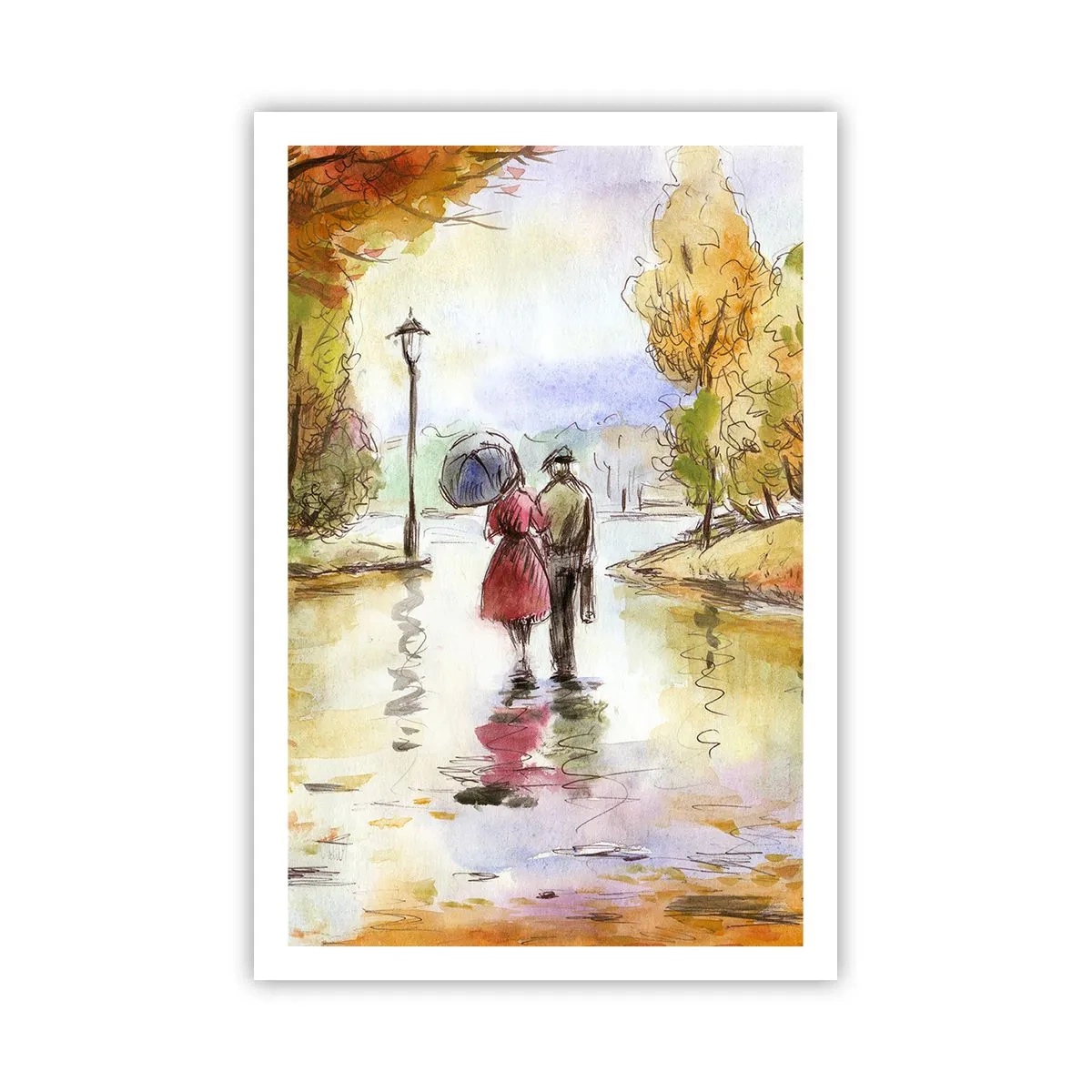 Affiche - Poster - Automne romantique dans le parc - 61x91 cm