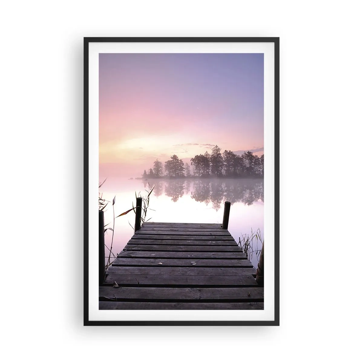 Affiche dans un cadre noir - Poster - De la brume lilas… - 61x91 cm