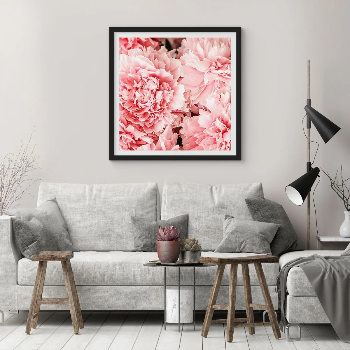 Affiche dans un cadre noir - Poster - Rêve rose - 30x30 cm