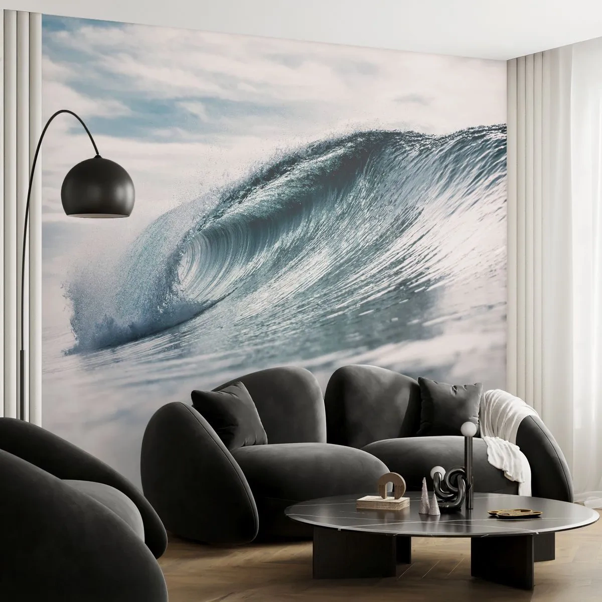 Papier Peint Autocollant Deluxe Sticker - Pic d'eau - Vague de mer, Mer, Océan - 250x175 cm