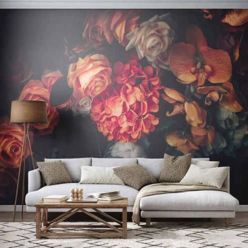Papier peint sur mesure Autocollant Deluxe - Comme chez les maîtres hollandais - Bouquet de fleurs, Fleurs, Des roses