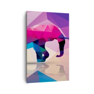 Impression sur toile - Image sur toile - Silhouette géométrique d'un éléphant aux couleurs vives - 80x120cm - Dinosaure en cristal - Décoration murale moderne pour le salon et la chambre ARTTOR