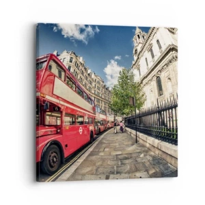 Impression sur toile - Image sur toile - Rue de Londres en gris et rouge - 30x30 cm