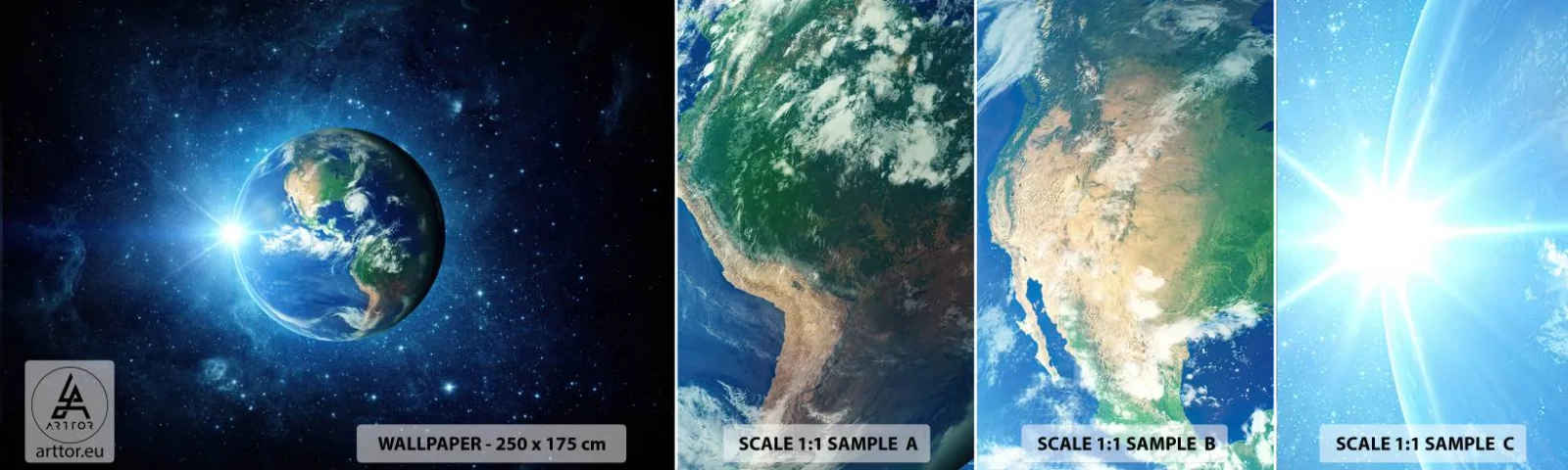 Échantillon De Papier Peint Standard Eco - Nous sommes au paradis - Cosmos, Planète Terre, Globe - 100x30 cm