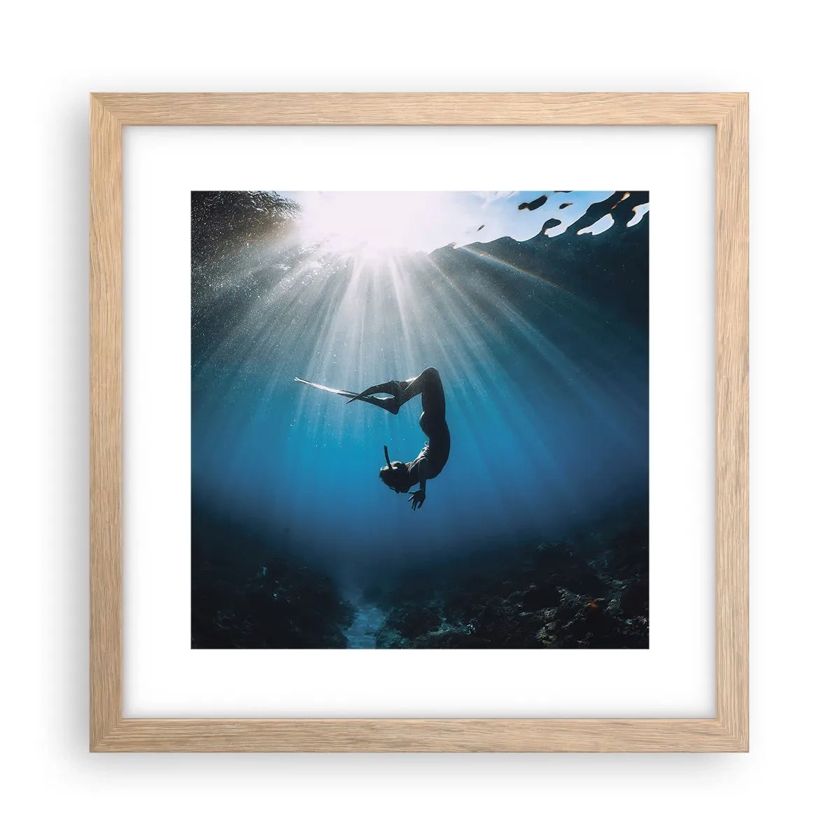 Affiche dans un chêne clair - Poster - Dans sous-marine - 30x30 cm
