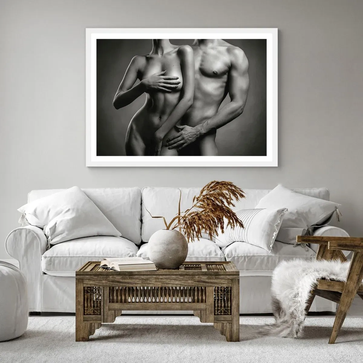 Affiche dans un cadre blanc - Poster - Adam et Eve - 91x61 cm